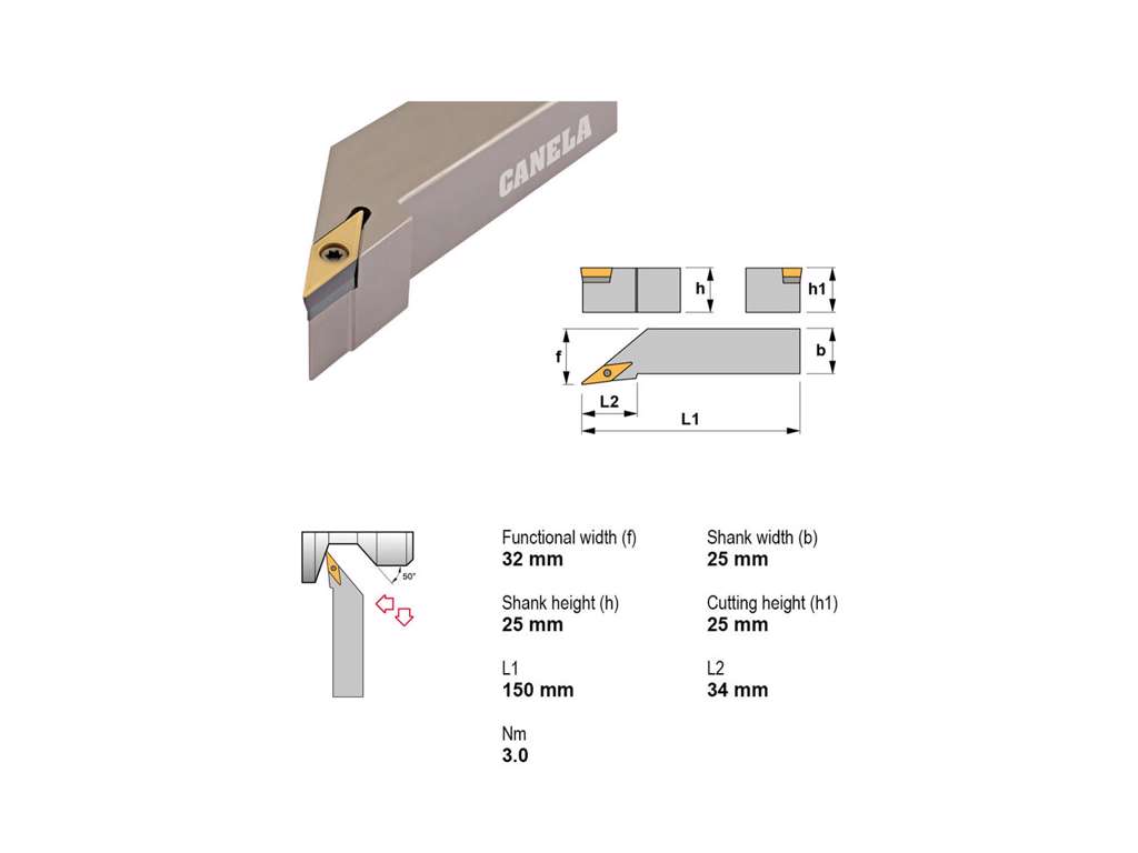 CANELA STÅLHOLDER SVJCR2525M16-A