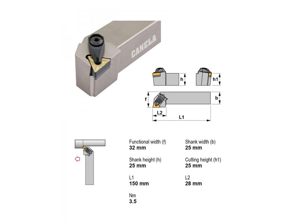 CANELA STÅLHOLDER DTGNR2525M16-N