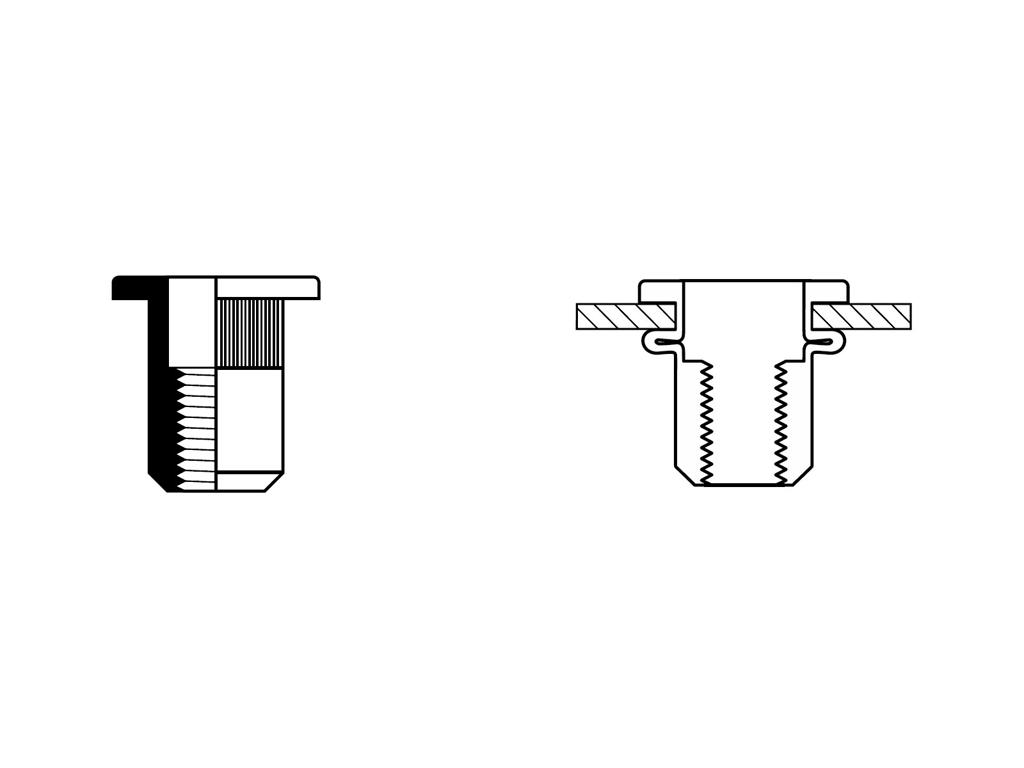 BLINDNITTEMØTRIK CYLINDERHOVED - ÅBEN, STÅL