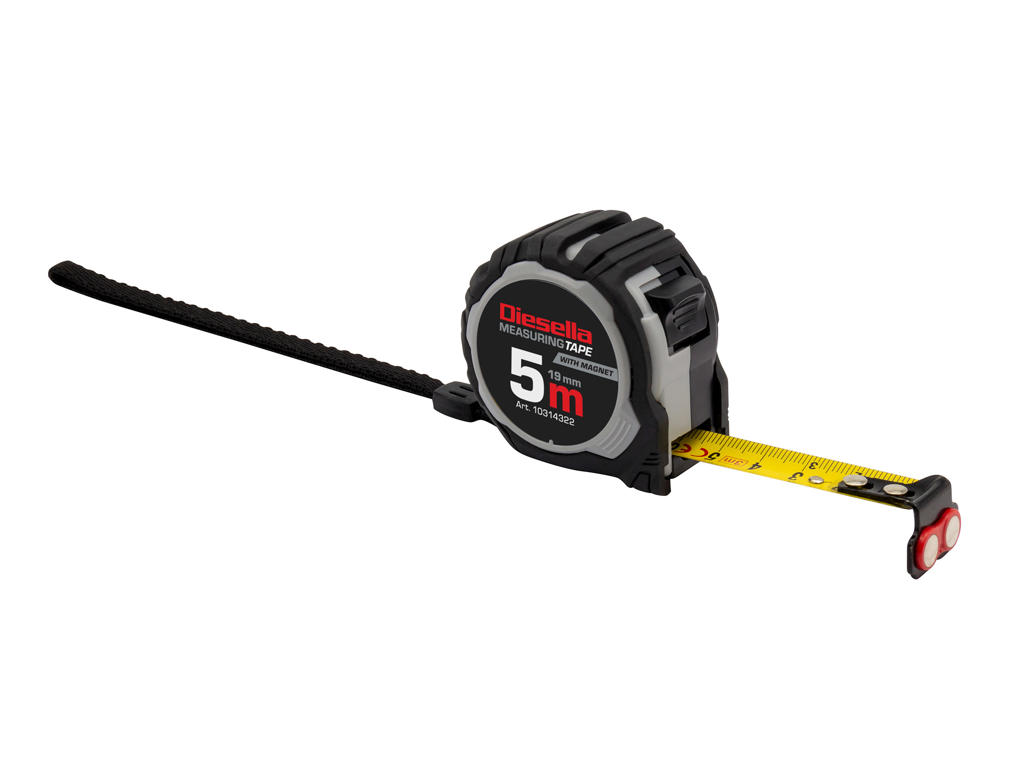 MÅLEBÅND 5.0 MTR. B=19MM GUMMIBELAGT DISELLA