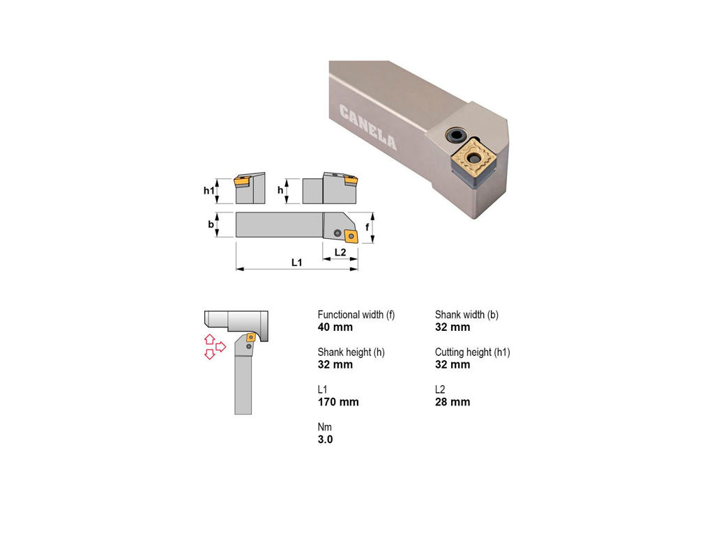 CANELA STÅLHOLDER PCLNL3232P12
