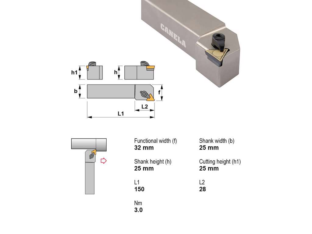 CANELA STÅLHOLDER CTGPL2525M16