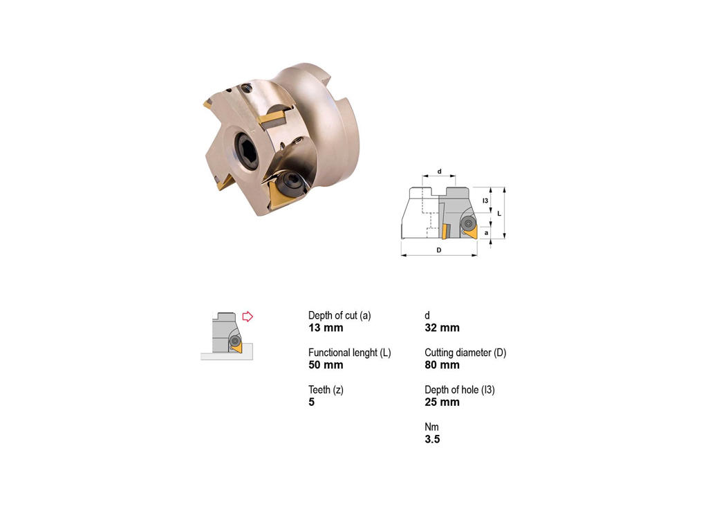 CANELA KNIVHOVED 90° Ø80/32 - 5 SKÆR