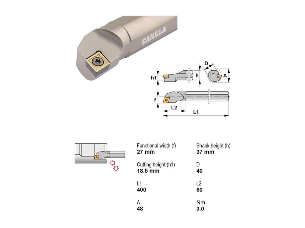CANELA UDBORESTÅL S40V-SCLCR12