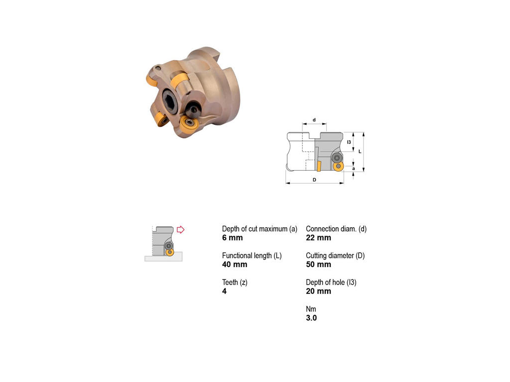 CANELA KNIVHOVED Ø50/22MM - 4 SKÆR