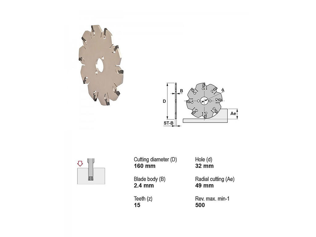 CANELA SKIVEFRÆSER 3,0 MM SNIT - Ø160/32 MM - 15 SKÆR