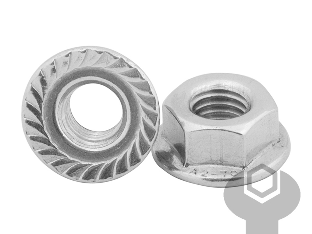 FLANGEMØTRIK M/TÆNDER 6 MM A2 DIN 6923