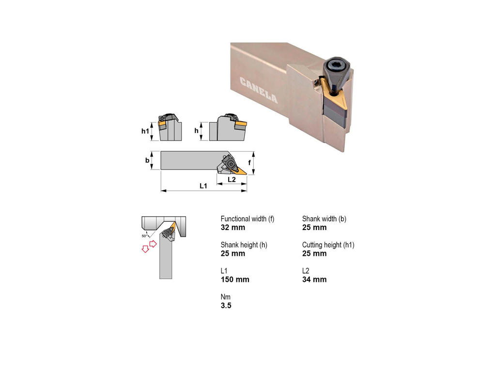 CANELA STÅLHOLDER DVJNL2525M16-A