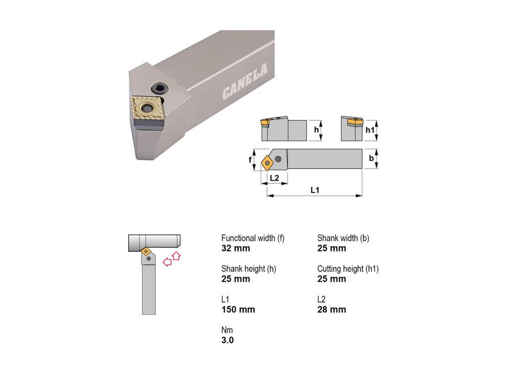 CANELA STÅLHOLDER PCSNR 2525 M12