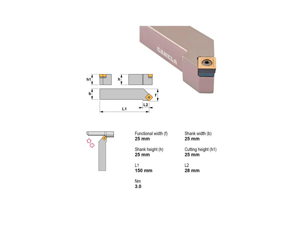 CANELA STÅLHOLDER SSSCL2525M12