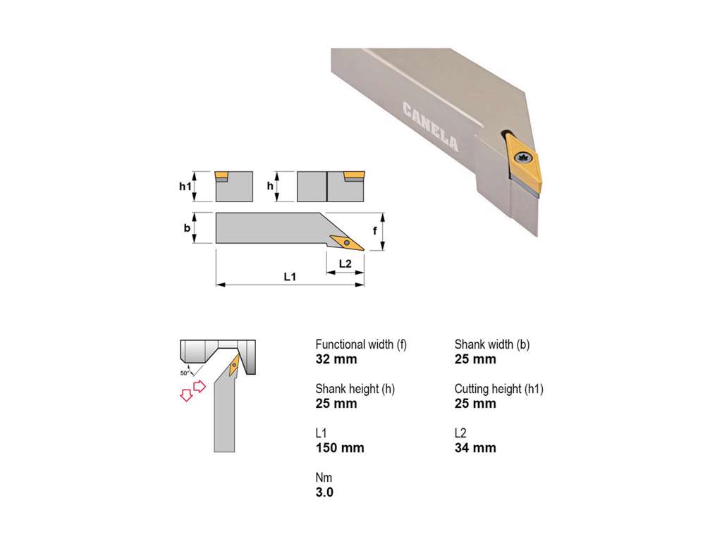 CANELA STÅLHOLDER SVJBL2525M16
