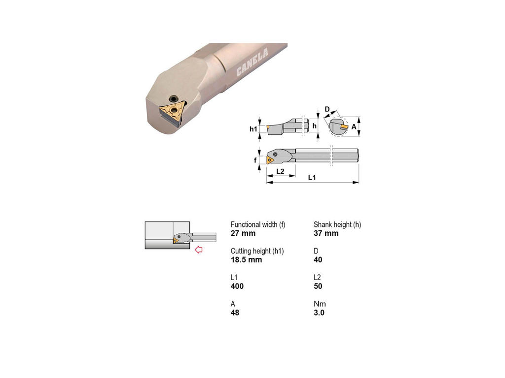 CANELA UDBORESTÅL S40V-PTFNR22