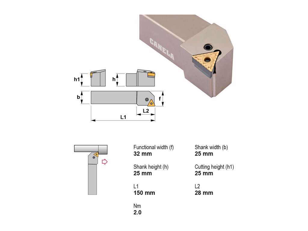 CANELA STÅLHOLDER PTGNL2525M16