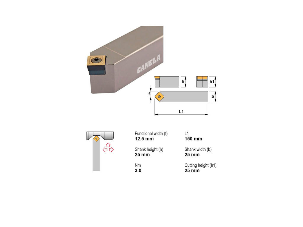CANELA STÅLHOLDER SSDCN2525M12