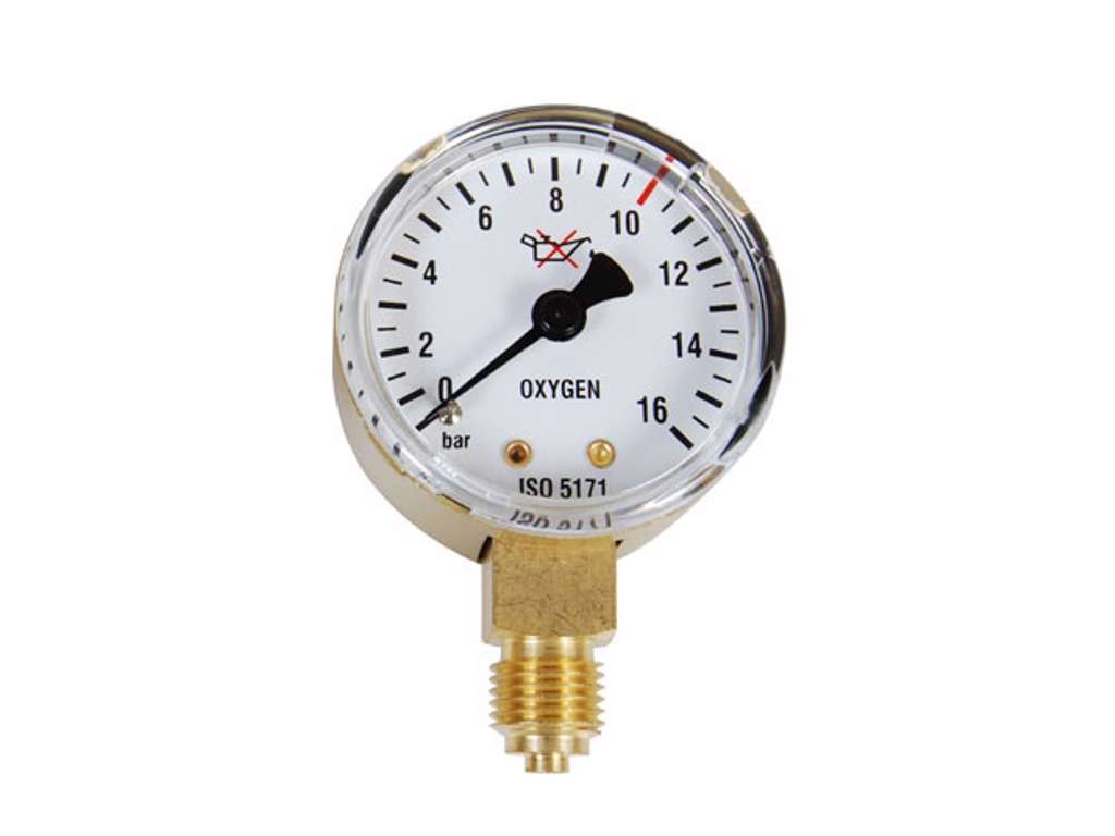 WHC MANOMETER Ø50MM OXYGEN 0-16 BAR - 1/4"