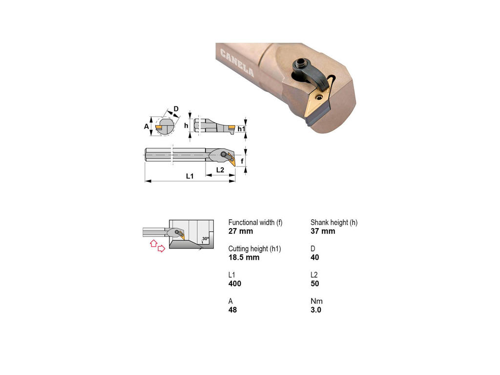 CANELA UDBORESTÅL S40V-MVUNL16-K