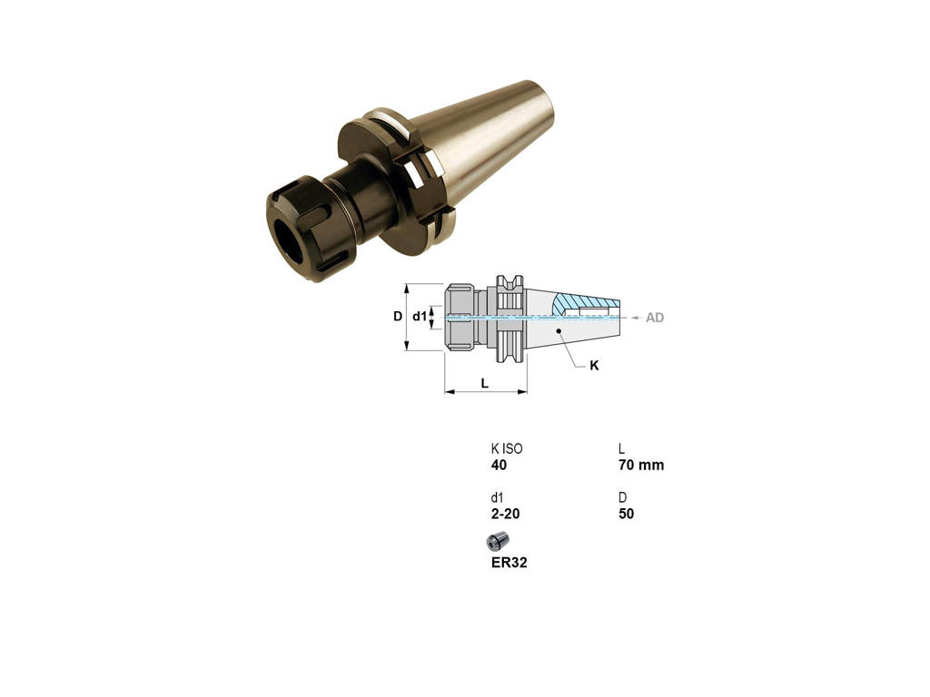 CANELA SPÆNDETANGSHOLDER ISO 40 (DIN 69871) - ER32