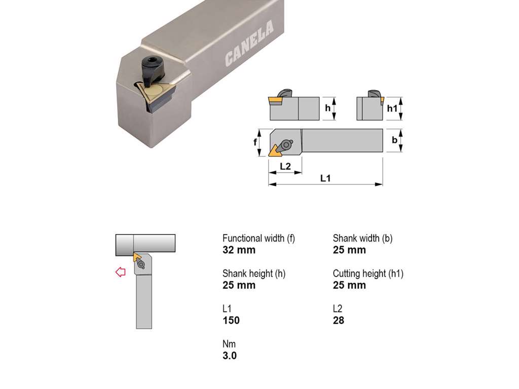 CANELA STÅLHOLDER CTGPR2525M16