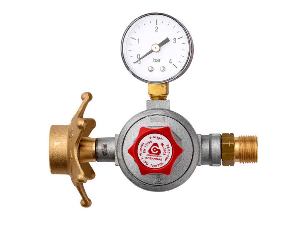 GASREGULATOR MELLEMTRYK STJERNE & MANOMETER 