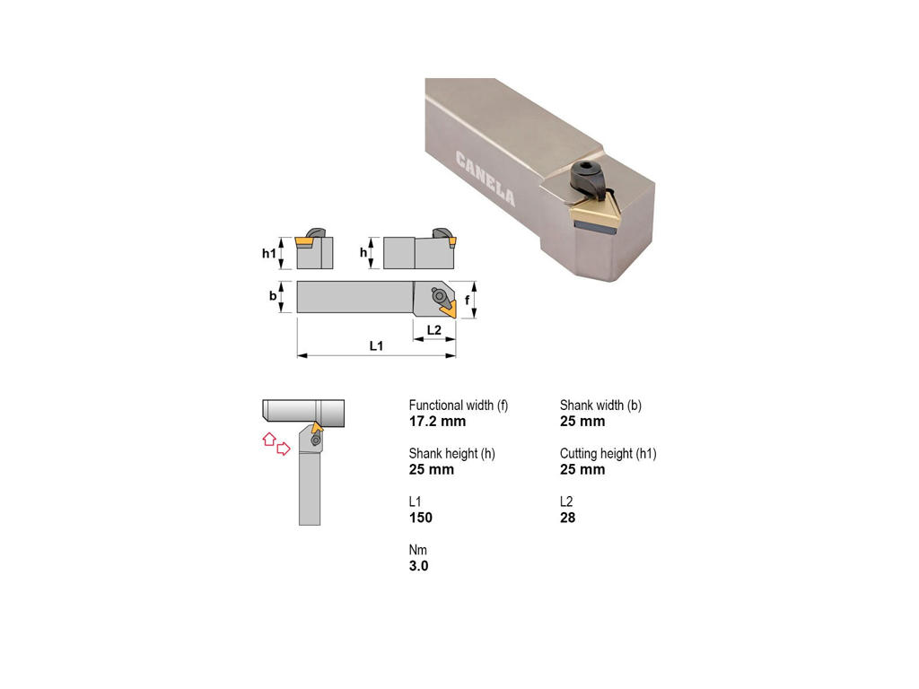 CANELA STÅLHOLDER CTDPL2525M16
