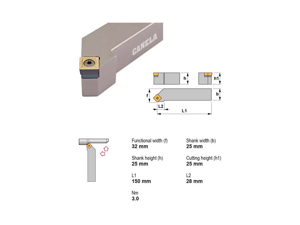 CANELA STÅLHOLDER SSSCR2525M12