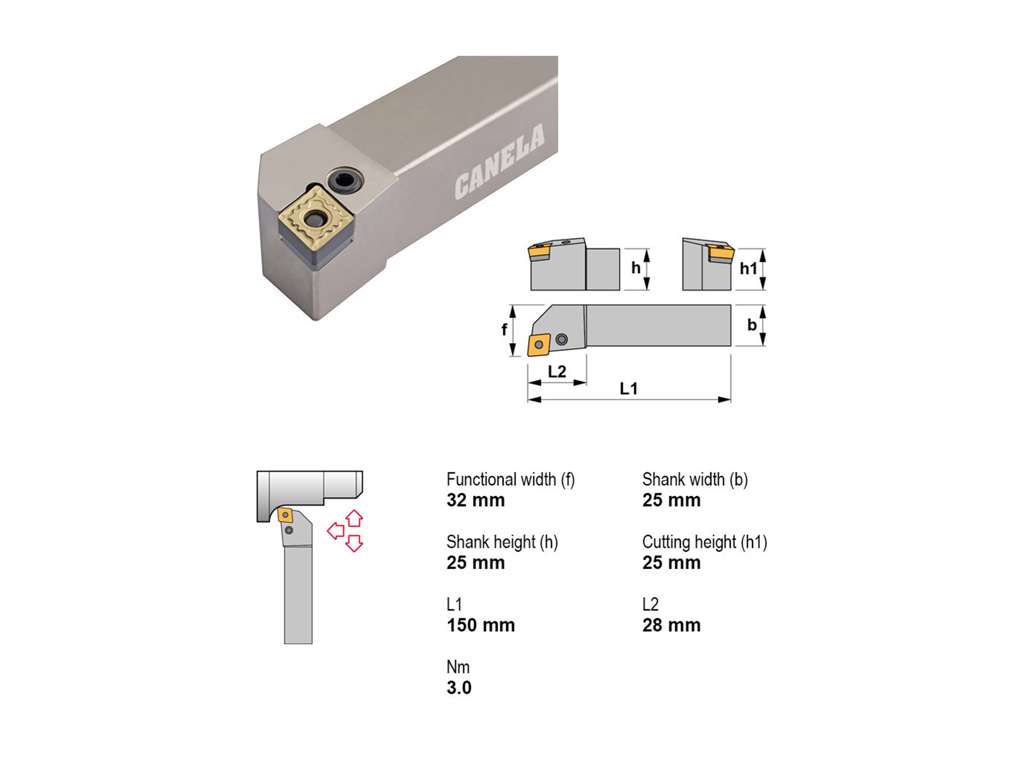 CANELA STÅLHOLDER PCLNR2525M12
