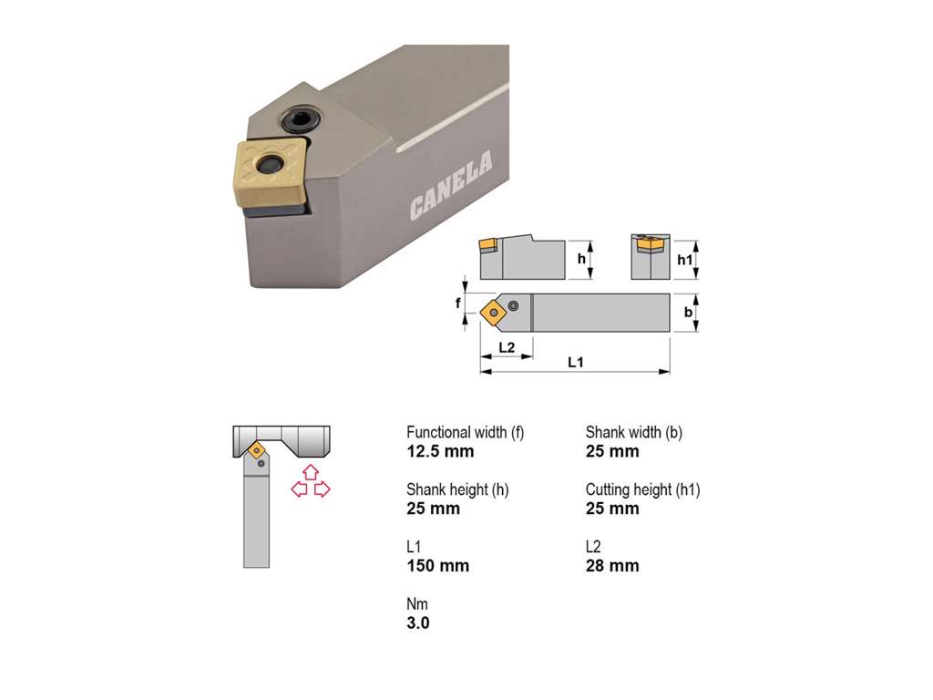 CANELA STÅLHOLDER PSDNN2525M12