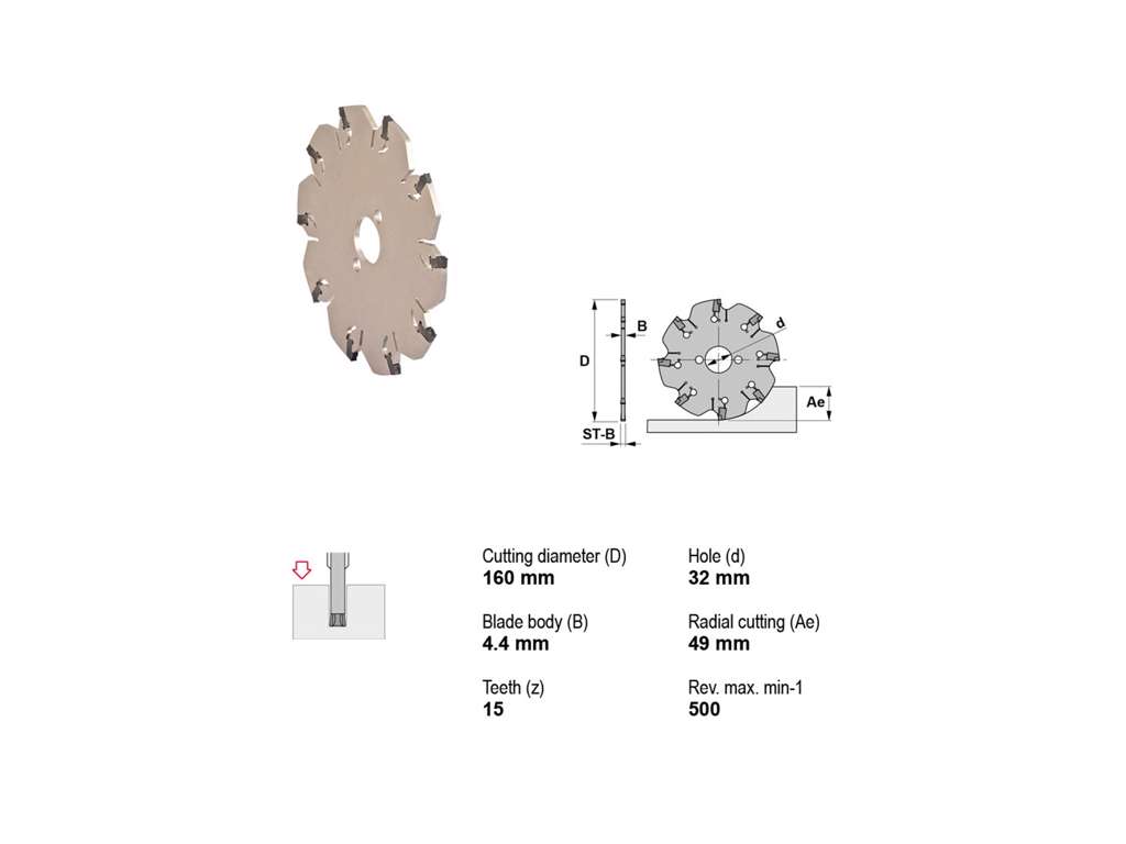 CANELA SKIVEFRÆSER 5,0-6,0 MM SNIT - Ø160/32 MM - 15 SKÆR