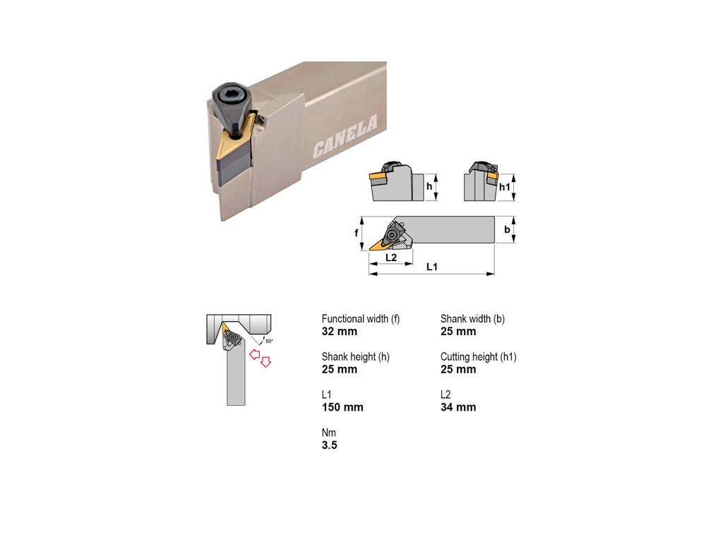 CANELA STÅLHOLDER DVJNR2525M16-A