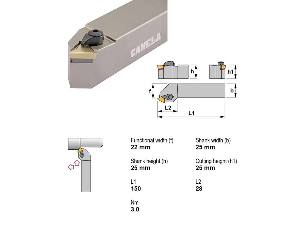 CANELA STÅLHOLDER CTTPR2525M16