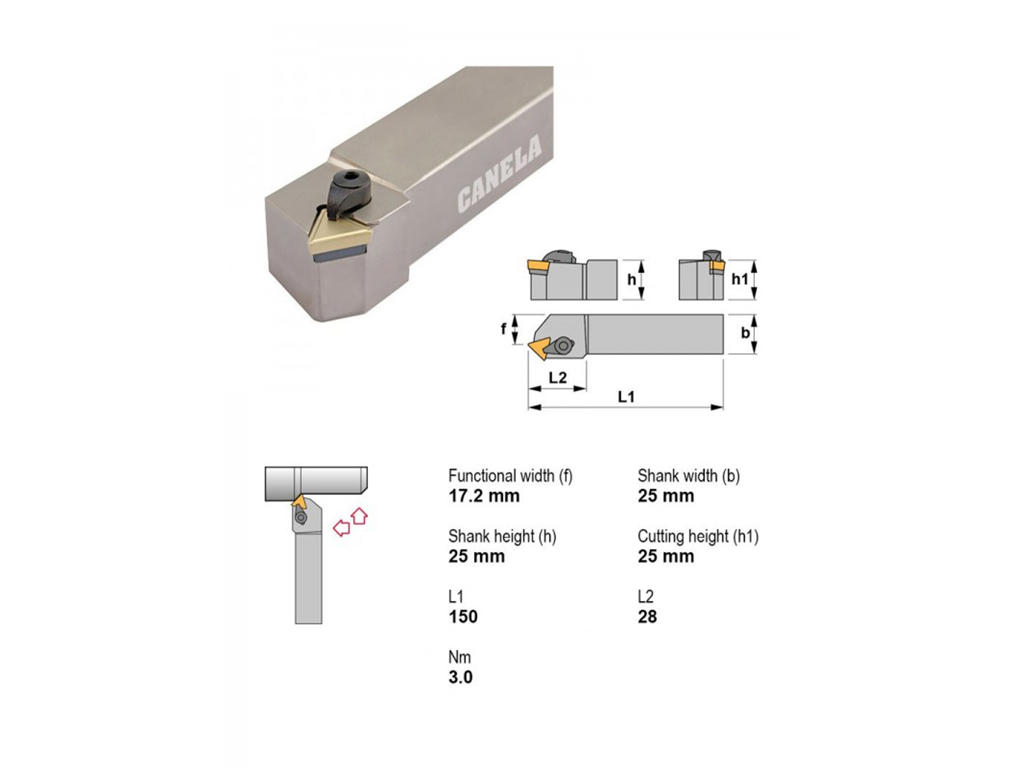 CANELA STÅLHOLDER CTDPR2525M16
