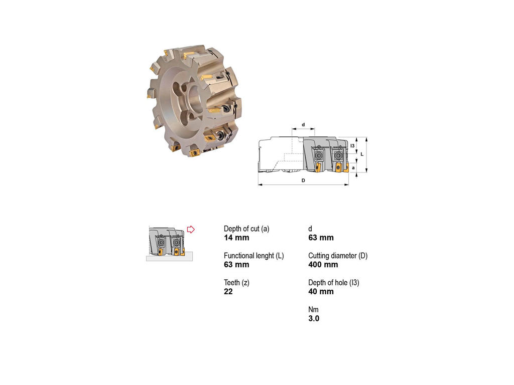 CANELA KNIVHOVED 90° Ø400/63MM - 22 SKÆR