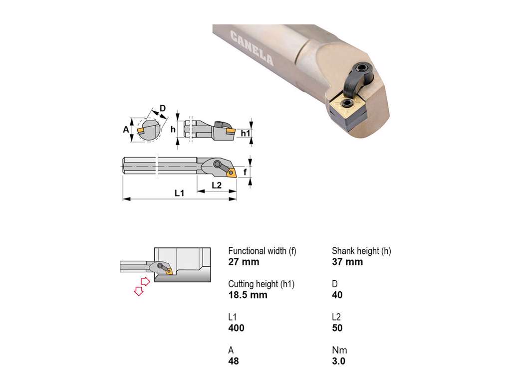 CANELA UDBORESTÅL S40V-MCLNR12-K