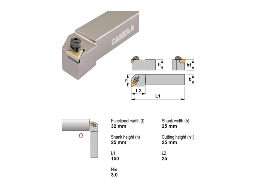 CANELA STÅLHOLDER CTFPR2525M16