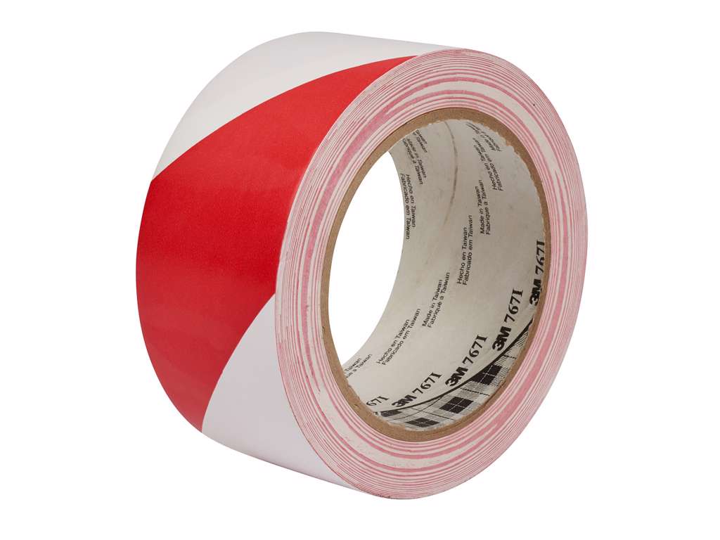 AFMÆRKNINGSTAPE HVID/RØD 50 MM X 33 MTR. - 3M