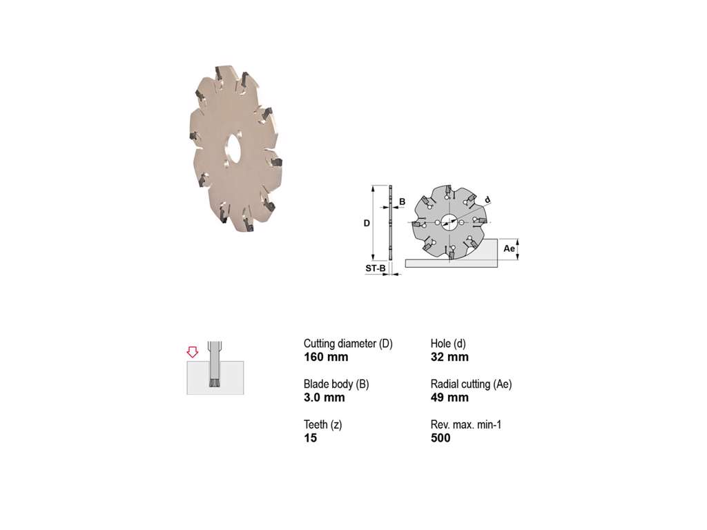 CANELA SKIVEFRÆSER 4,0 MM SNIT - Ø160/32 MM - 15 SKÆR