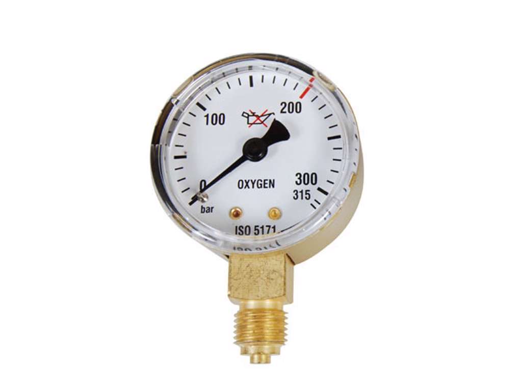 WHC MANOMETER Ø50MM OXYGEN 0-315 BAR - 1/4"