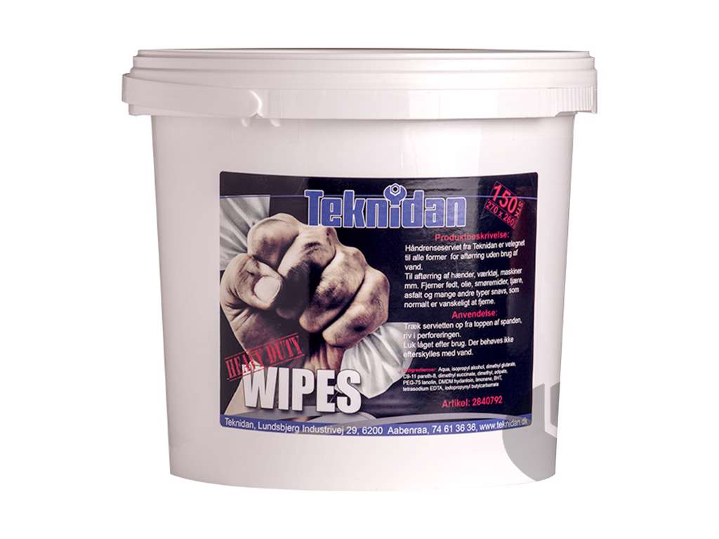 HÅNDRENSE WIPES I PLUKSPAND 150 STK HEAVY DUTY