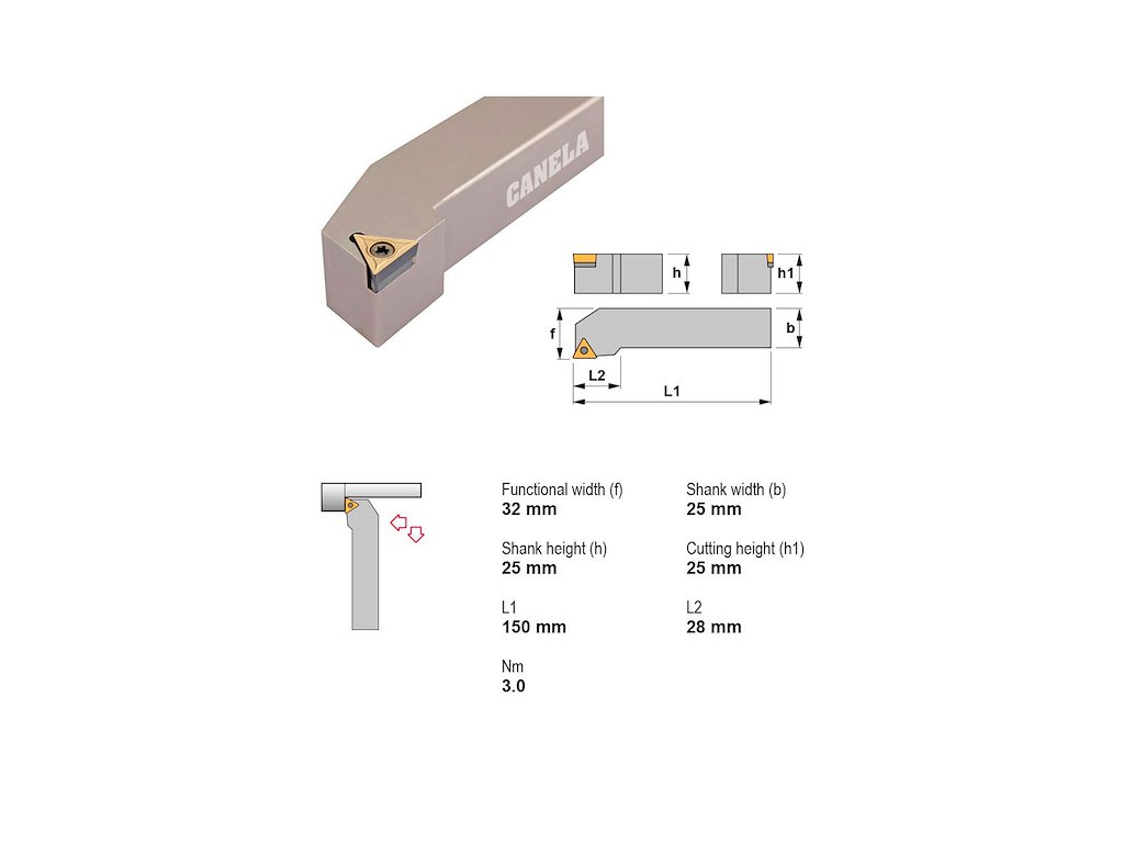 CANELA STÅLHOLDER STJCR2525M16